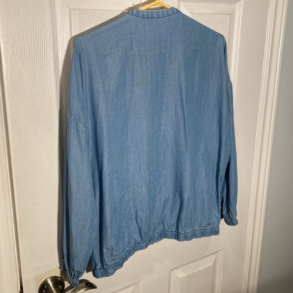 Zara Trafaluc Denim-Wear Chambray Zip Bomber Jacket Size Small - Picture 5 of 6